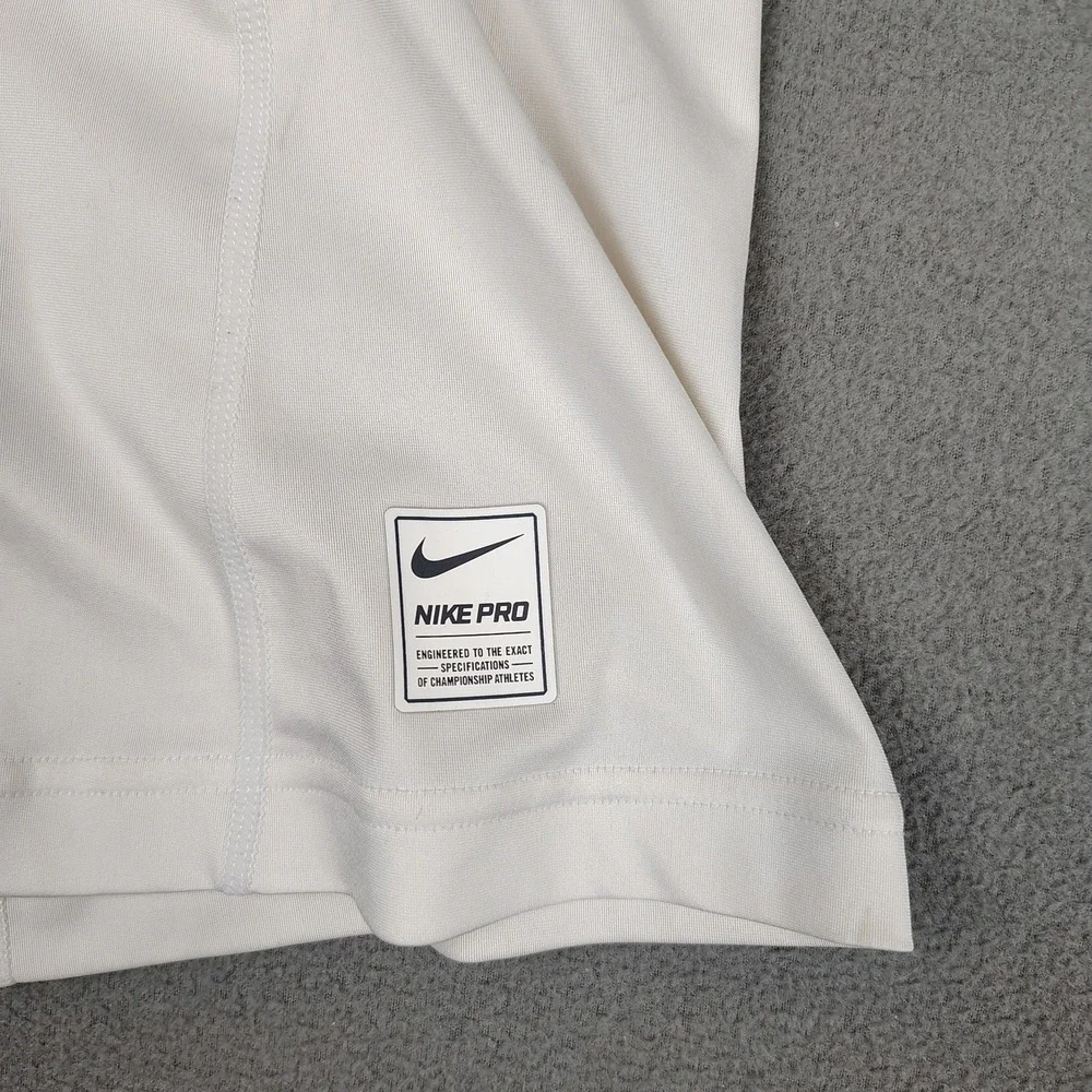Nike White & Gray Compression Athletic Shirt with Mesh Panels